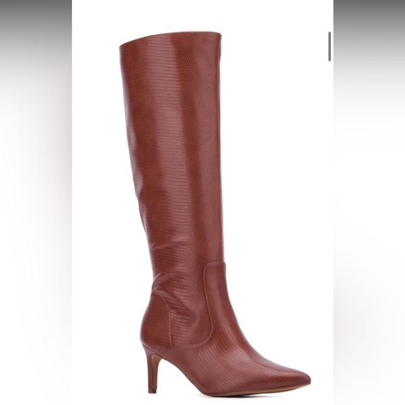 Women's Piper- Croc Embossed Kitten Heel Knee-High Boots Dress Boots NWT - Picture 6 of 9